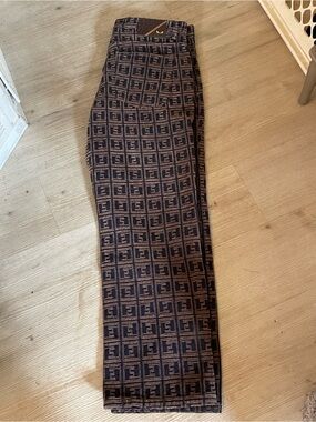Fendi Brown Knit pants Fendi Zucca